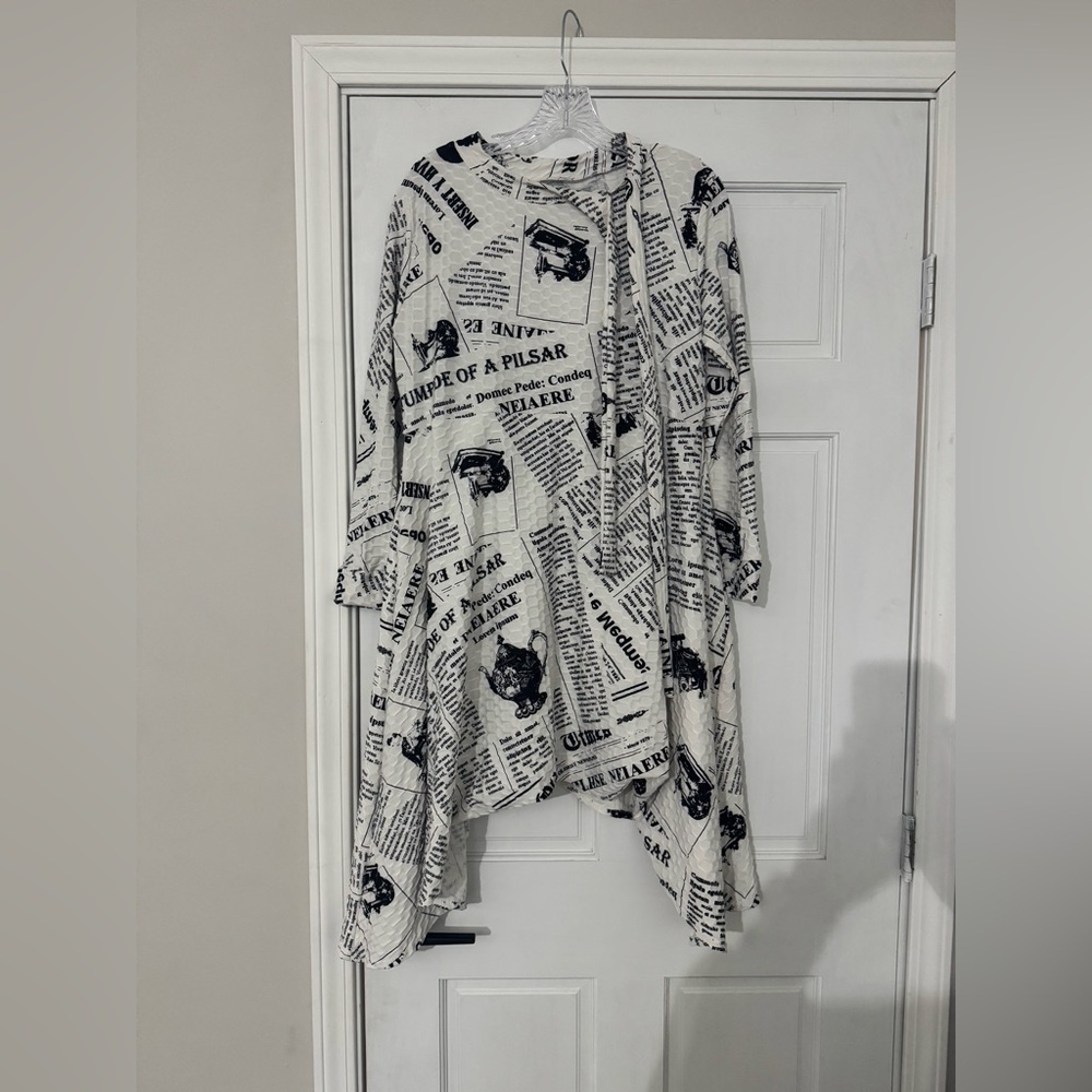 Black and White Newspaper Print Dress